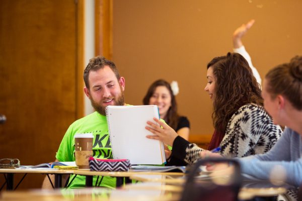 Students working together in class