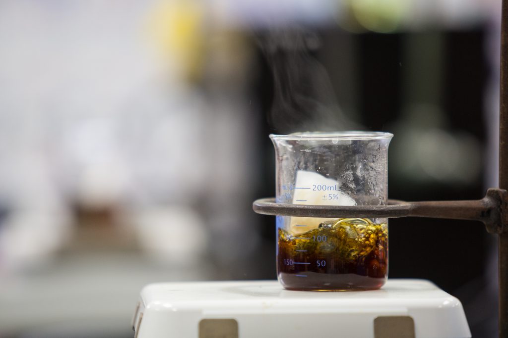 boiling chemical in chemistry lab