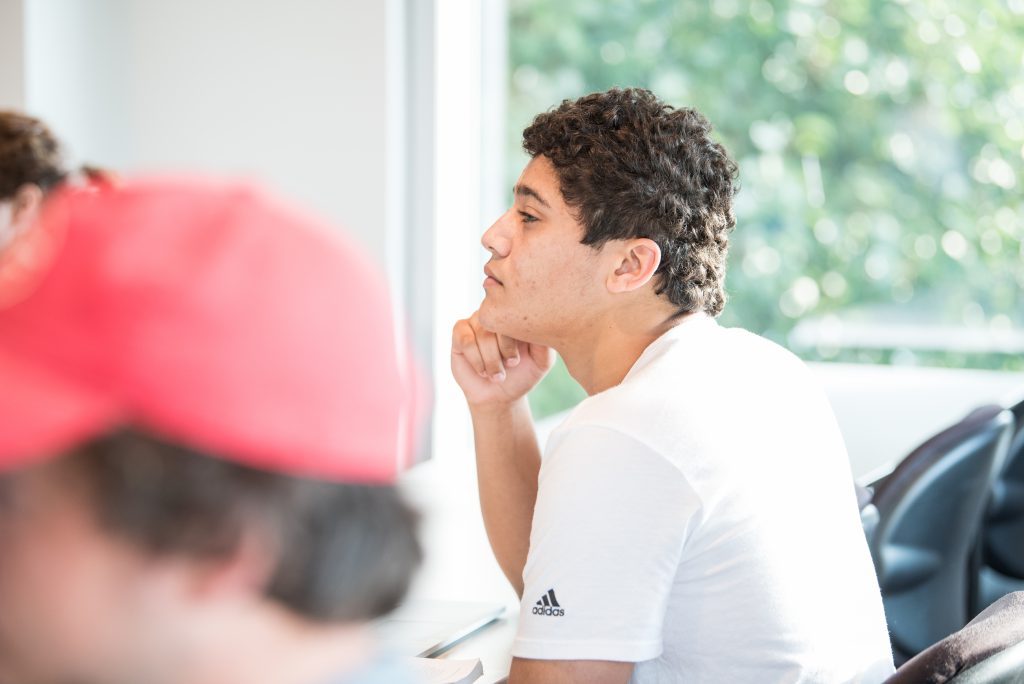 Student in class