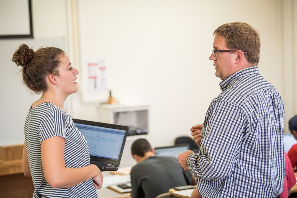 Student and professor talking