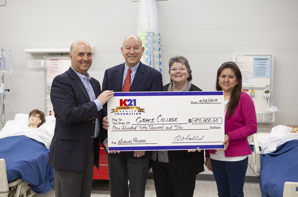 K12 Health granted the Grace Nursing Program $150,000 to invest in new nursing equipment. Simulation mannequins help students enhance skills.