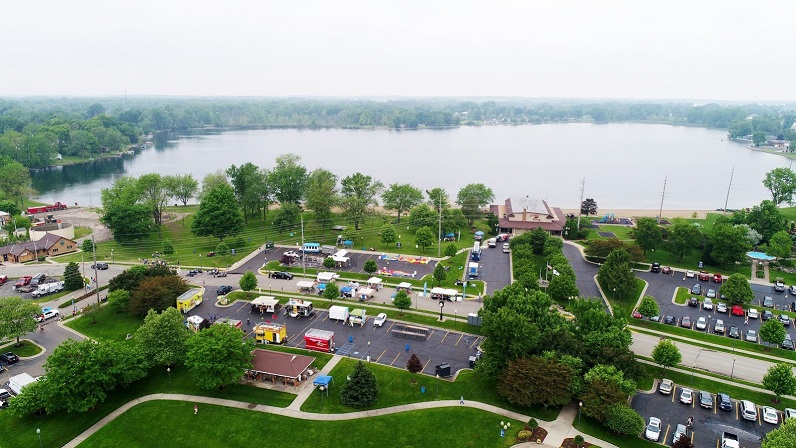 Aerial view of lake