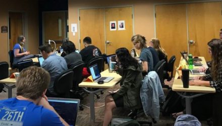 Students learning coding