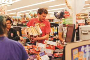 Students at supermarket sweep