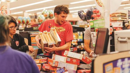 Students at supermarket sweep