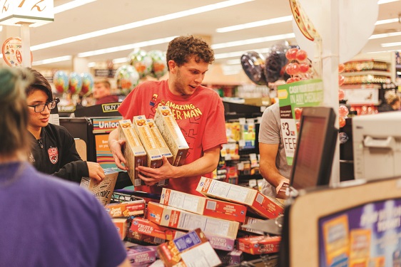 Students at supermarket sweep