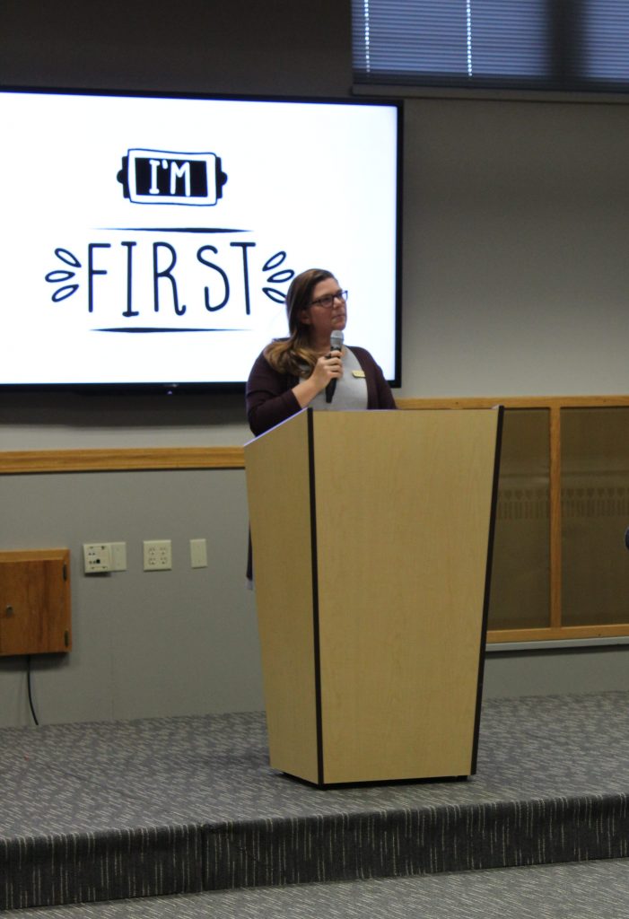 Kearstin Criswell speaking at first generation celebration