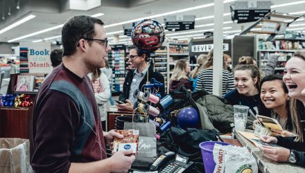 Students at supermarket sweep