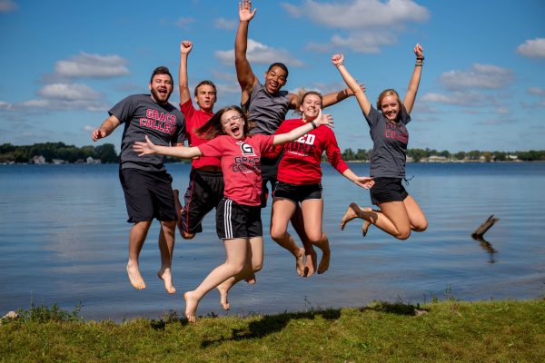 Students at the lake Campus Visits