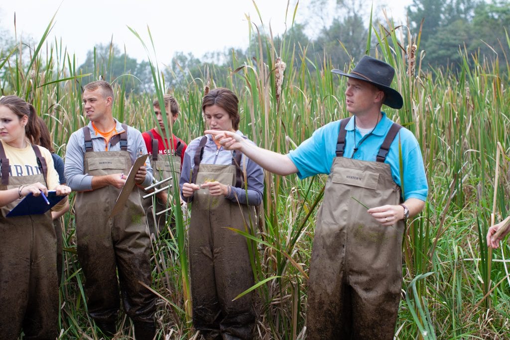 College for Environmental Science Dr. Nate Bosch in Wetlands, aquatic ecology classes