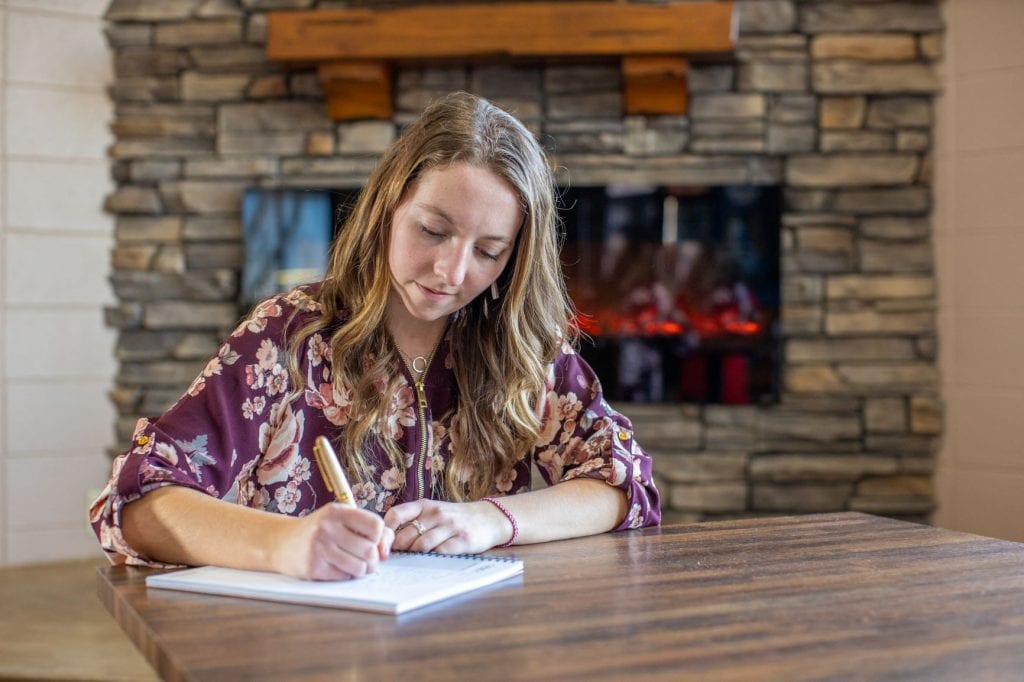 Grace College students on the SERVE team recently launched a new pen pal program with residents of Warsaw Meadows, a local nursing home