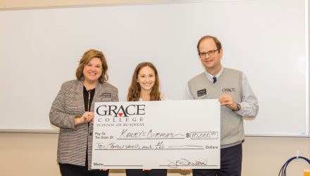 Grace College entrepreneurship major Kaley Dawson was awarded $10,000 for her business, at the tenth-annual Business Plan Competition