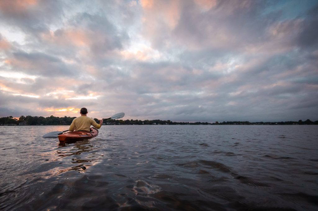 Grace College in Indiana, offers college bass fishing and with the lake close, you can kayak or paddleboard and take beautiful sunset photos.