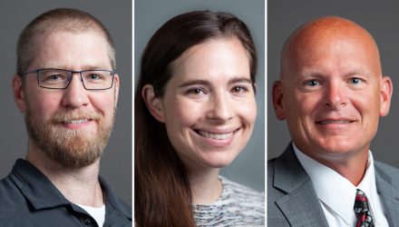 Grace College professors Dr. Pat Loebs, Dr. Lindsey Richter, and Jeff Grose were honored recently for their outstanding contributions.