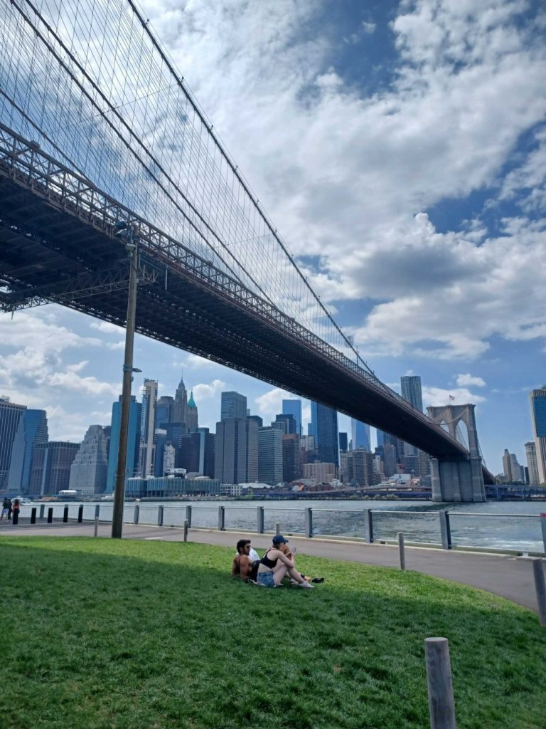 Iconic view of the Brooklyn Bridge on a sunny day, where summer internship moments included reflection, connection, and living out your faith in the city.