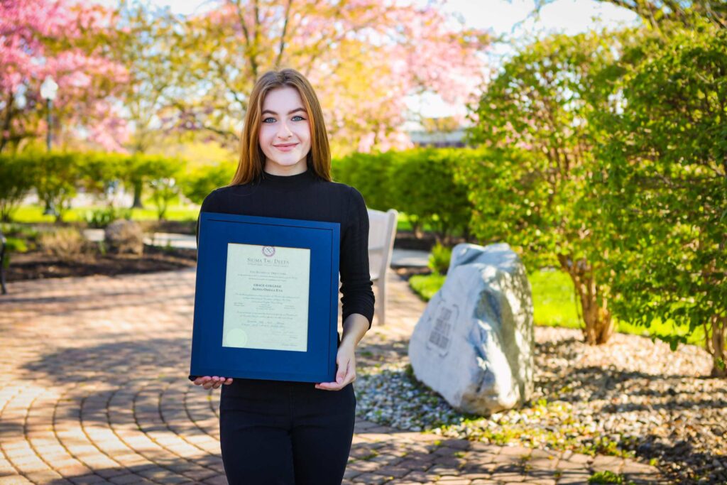 Grace College English education major Hannah Haber led the charge to start a chapter of Sigma Tau Delta, an English honor society, at Grace.