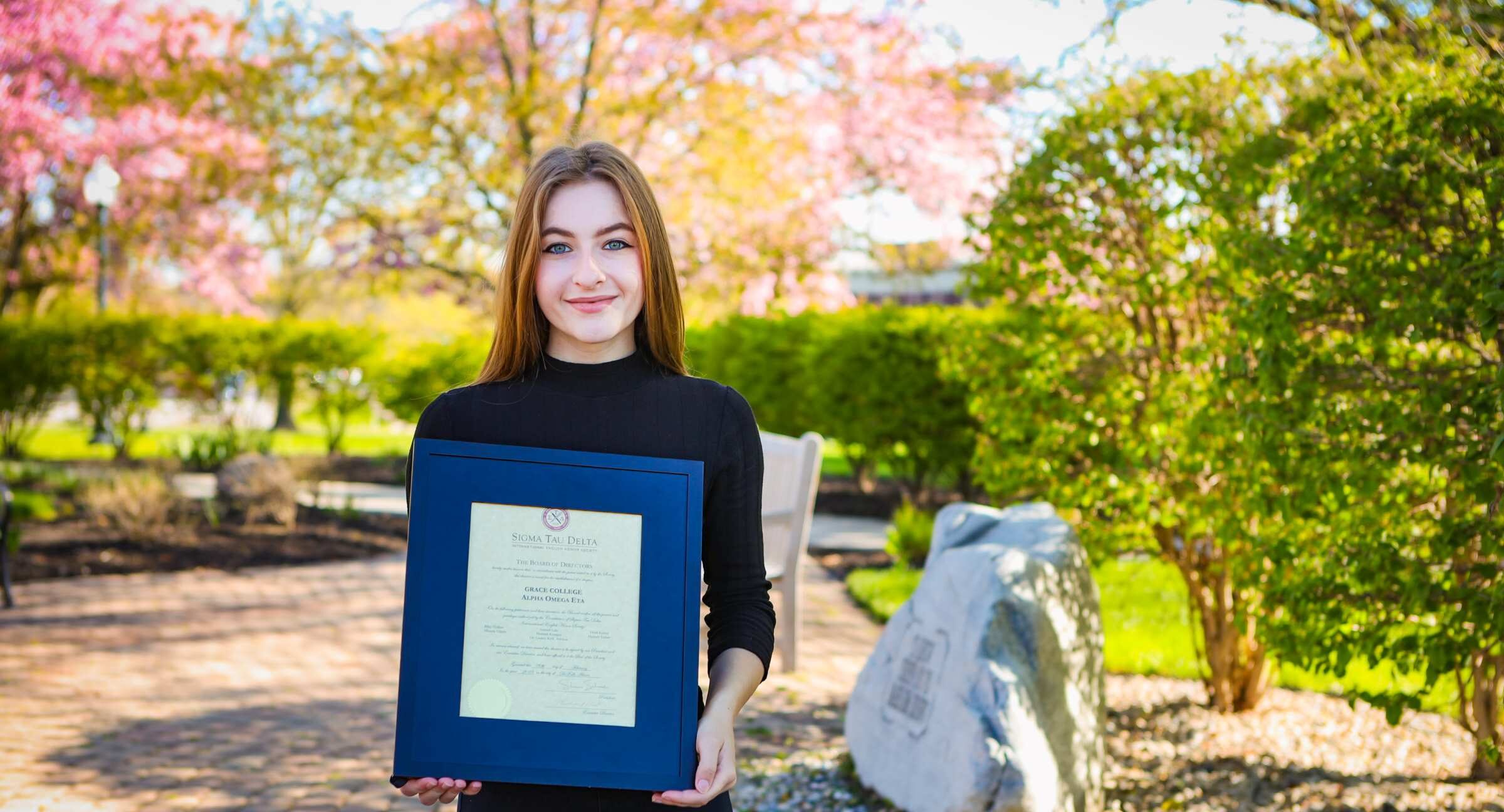 Grace College English education major Hannah Haber led the charge to start a chapter of Sigma Tau Delta, an English honor society, at Grace.