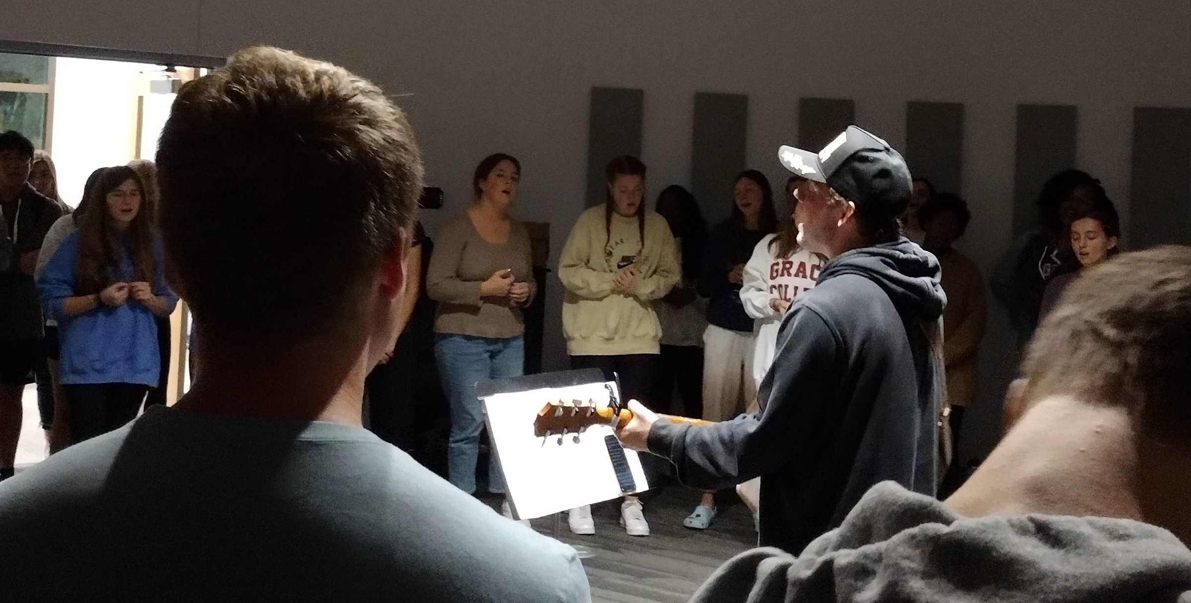 The Grace Community is Worshiping God. Visit Grace College and learn more about our student-led worship nights and our beautiful campus.