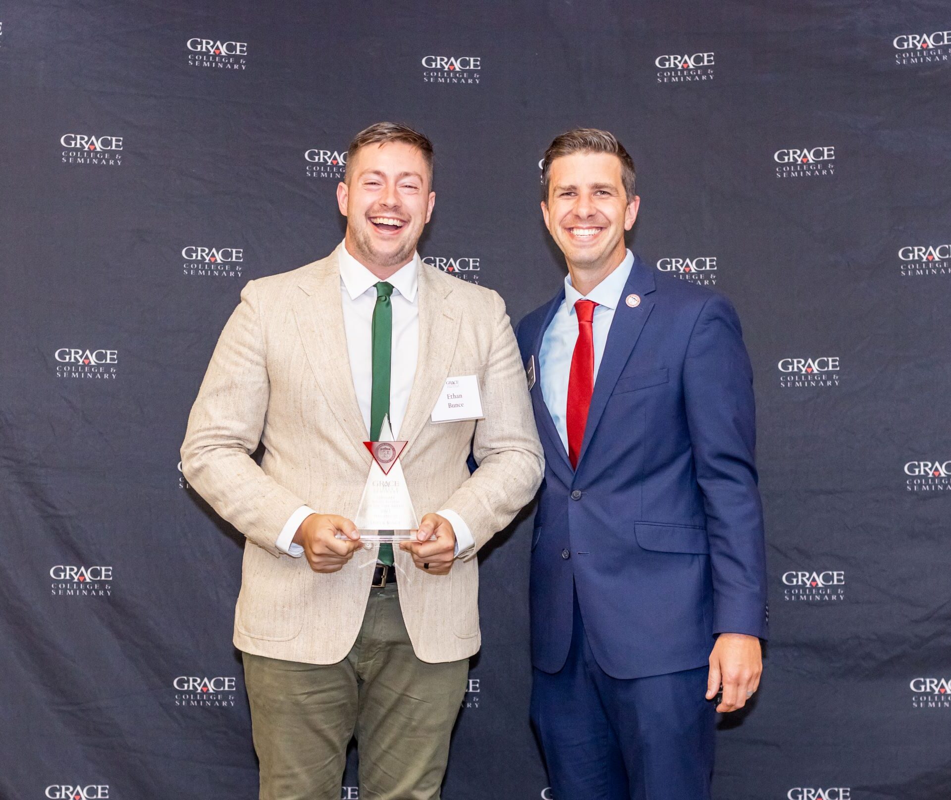 Grace College Alumni Award Winner with President Drew Flamm