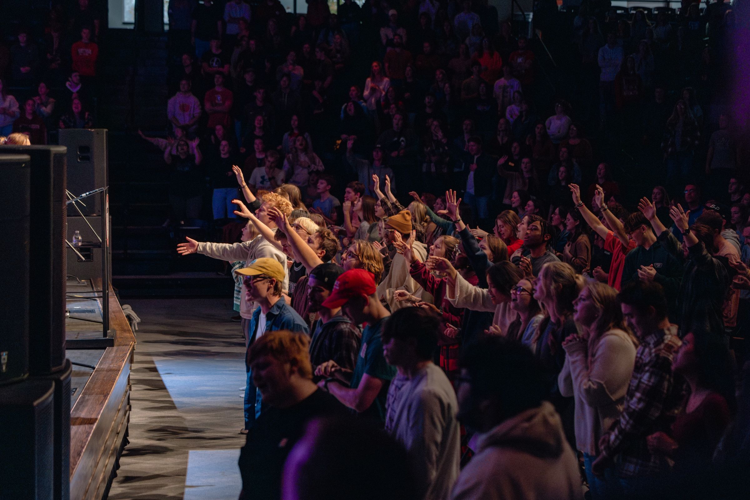 Students worshiping at Chapel at Grace College